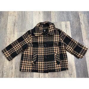 Grace Elements Women's Black and Tan Plaid Jacket Size 14